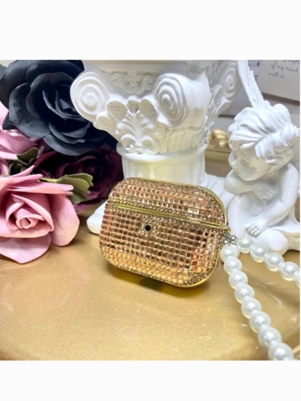 2 items.AirPods 1/2/PRO1 luxury Rhinestone bling Case with pearl chain